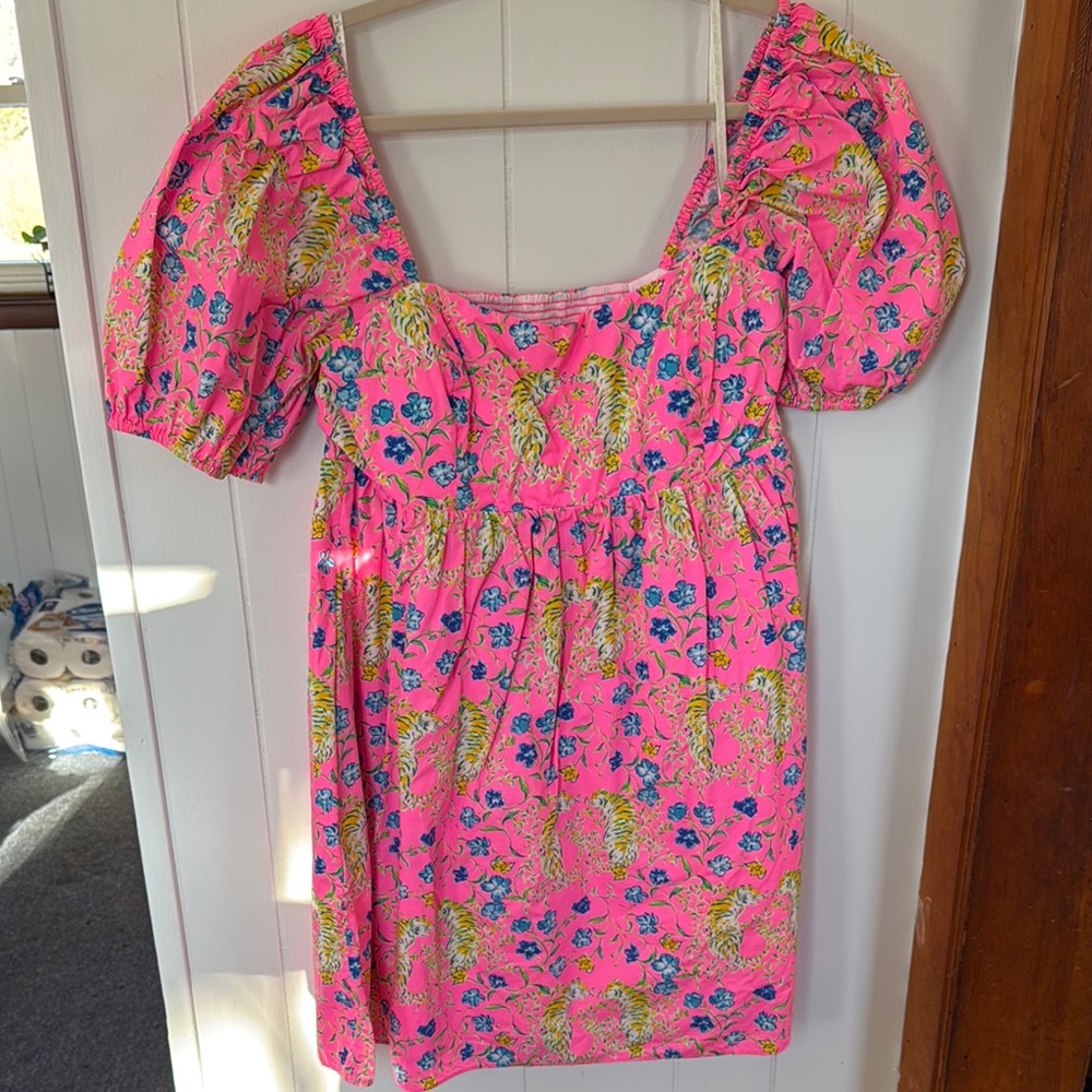 Colorful Floral Puff Sleeve Dress